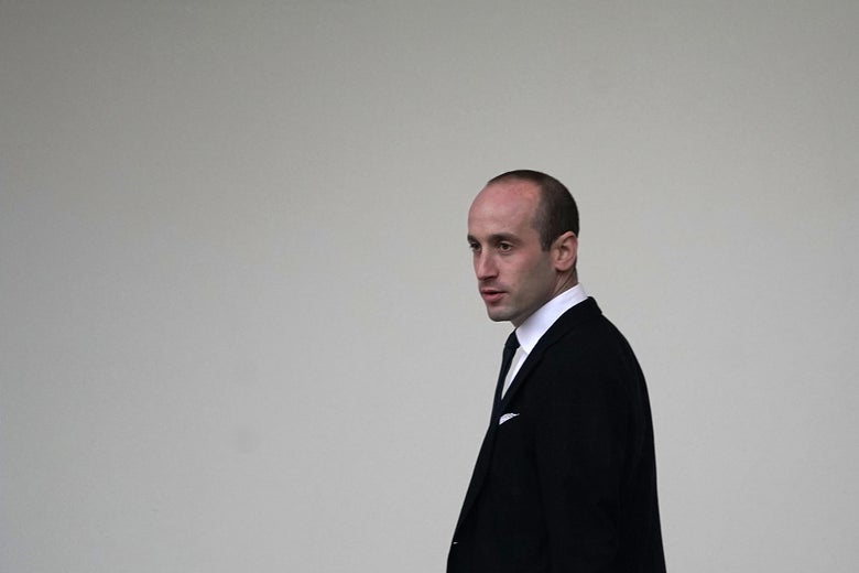 WASHINGTON, DC - DECEMBER 15: White House Senior Advisor for Policy Stephen Miller after he returned to the White House December 15, 2017 in Washington, DC. President Trump has changed his plan to return to the White House first due to a bad weather call. ItÕs not sure whether he will still travel to Camp David for the weekend. (Photo by Alex Wong/Getty Images)